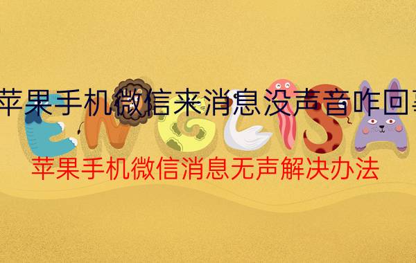 苹果手机微信来消息没声音咋回事 苹果手机微信消息无声解决办法